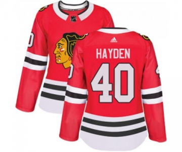 Women Adidas Chicago Blackhawks #40 John Hayden Authentic Red Home NHL Jersey