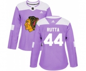 Women Adidas Chicago Blackhawks #44 Jan Rutta Authentic Purple Fights Cancer Practice NHL Jersey