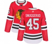 Women Adidas Chicago Blackhawks #45 Luc Snuggerud Authentic Red Home NHL Jersey