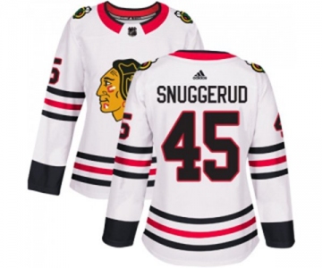 Women Adidas Chicago Blackhawks #45 Luc Snuggerud Authentic White Away NHL Jersey