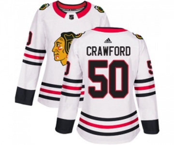 Women Adidas Chicago Blackhawks #50 Corey Crawford Authentic White Away NHL Jersey