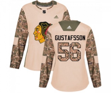 Women Adidas Chicago Blackhawks #56 Erik Gustafsson Authentic Camo Veterans Day Practice NHL Jersey