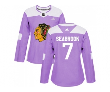 Women Adidas Chicago Blackhawks #7 Brent Seabrook Purple Authentic Fights Cancer Stitched NHL Jersey