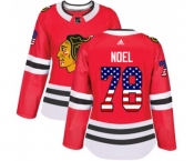 Women Adidas Chicago Blackhawks #78 Nathan Noel Authentic Red USA Flag Fashion NHL Jersey