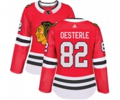 Women Adidas Chicago Blackhawks #82 Jordan Oesterle Authentic Red Home NHL Jersey