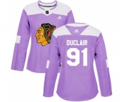 Women Adidas Chicago Blackhawks #91 Anthony Duclair Authentic Purple Fights Cancer Practice NHL Jersey