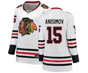 Women Chicago Blackhawks #15 Artem Anisimov Authentic White Away Fanatics Branded Breakaway NHL Jersey