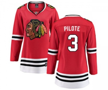 Women Chicago Blackhawks #3 Pierre Pilote Fanatics Branded Red Home Breakaway NHL Jersey