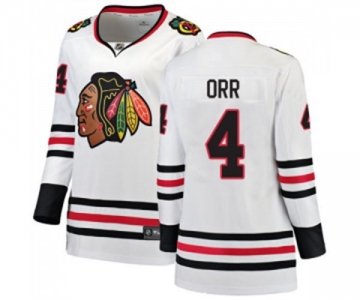 Women Chicago Blackhawks #4 Bobby Orr Authentic White Away Fanatics Branded Breakaway NHL Jersey