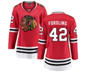 Women Chicago Blackhawks #42 Gustav Forsling Fanatics Branded Red Home Breakaway NHL Jersey