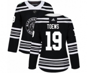Women's Adidas Chicago Blackhawks #19 Jonathan Toews Authentic Black 2019 Winter Classic NHL Jersey