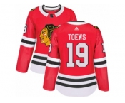 Women's Adidas Chicago Blackhawks #19 Jonathan Toews Authentic Red Home NHL Jersey
