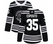 Women's Adidas Chicago Blackhawks #35 Tony Esposito Authentic Black 2019 Winter Classic NHL Jersey