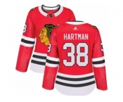 Women's Adidas Chicago Blackhawks #38 Ryan Hartman Premier Red Home NHL Jersey