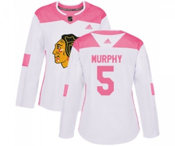 Women's Adidas Chicago Blackhawks #5 Connor Murphy Authentic White Pink Fashion NHL Jersey