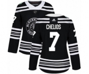 Women's Adidas Chicago Blackhawks #7 Chris Chelios Authentic Black 2019 Winter Classic NHL Jersey