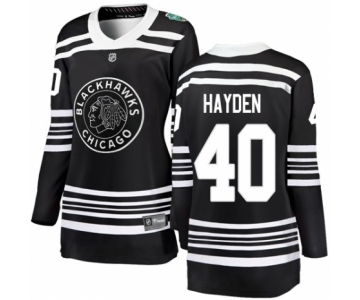 Women's Chicago Blackhawks #40 John Hayden Black 2019 Winter Classic Fanatics Branded Breakaway NHL Jersey