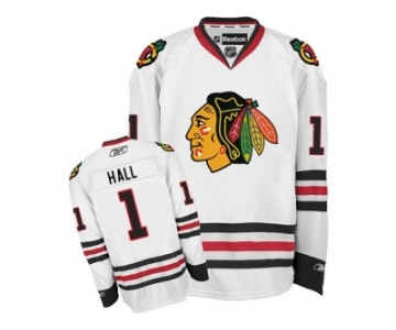 Women's Reebok Chicago Blackhawks #1 Glenn Hall Premier White Away NHL Jersey