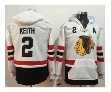 Chicago Blackhawks #2 Duncan Keith White Name & Number Pullover NHL Hoodie