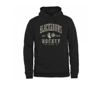 Men's Chicago Blackhawks Black Camo Stack Pullover Hoodie