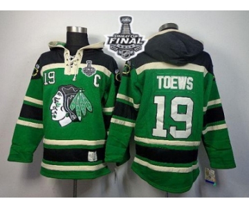 NHL Chicago Blackhawks #19 Jonathan Toews Green St. Patrick's Day McNary Lace Hoodie 2015 Stanley Cup Stitched Jerseys