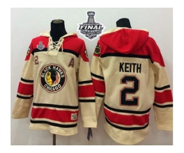 NHL Chicago Blackhawks #2 Duncan Keith Cream Sawyer Hooded Sweatshirt 2015 Stanley Cup Stitched Jerseys