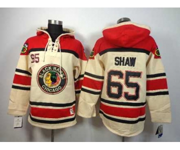 nhl jerseys chicago blackhawks #65 shaw cream-red[pullover hooded sweatshirt]