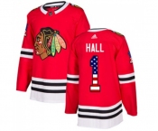 Youth Adidas Chicago Blackhawks #1 Glenn Hall Authentic Red USA Flag Fashion NHL Jersey