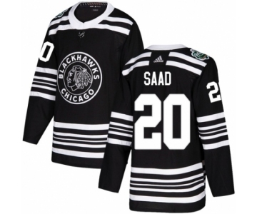 Youth Adidas Chicago Blackhawks #20 Brandon Saad Authentic Black 2019 Winter Classic NHL Jersey