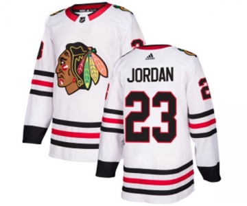 Youth Adidas Chicago Blackhawks #23 Michael Jordan Authentic White Away NHL Jersey