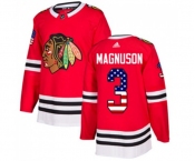 Youth Adidas Chicago Blackhawks #3 Keith Magnuson Authentic Red USA Flag Fashion NHL Jersey