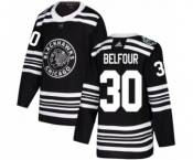 Youth Adidas Chicago Blackhawks #30 ED Belfour Authentic Black 2019 Winter Classic NHL Jersey