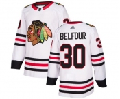 Youth Adidas Chicago Blackhawks #30 ED Belfour Authentic White Away NHL Jersey