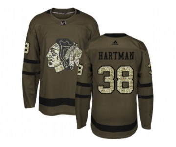 Youth Adidas Chicago Blackhawks #38 Ryan Hartman Green Salute to Service Stitched NHL Jersey