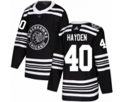 Youth Adidas Chicago Blackhawks #40 John Hayden Authentic Black 2019 Winter Classic NHL Jersey