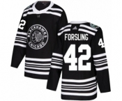 Youth Adidas Chicago Blackhawks #42 Gustav Forsling Authentic Black 2019 Winter Classic NHL Jersey