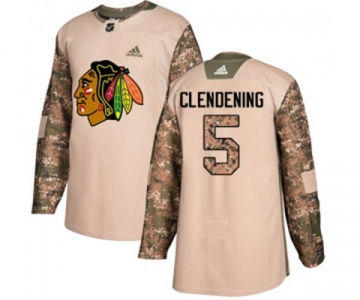 Youth Adidas Chicago Blackhawks #5 Adam Clendening Authentic Camo Veterans Day Practice NHL Jersey