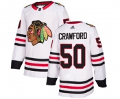 Youth Adidas Chicago Blackhawks #50 Corey Crawford Authentic White Away NHL Jersey