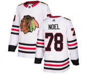 Youth Adidas Chicago Blackhawks #78 Nathan Noel Authentic White Away NHL Jersey