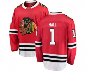 Youth Chicago Blackhawks #1 Glenn Hall Fanatics Branded Red Home Breakaway NHL Jersey