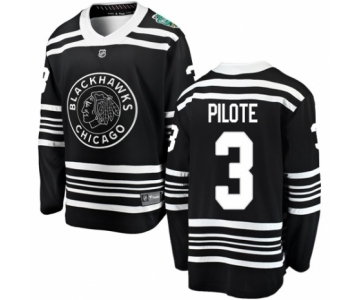 Youth Chicago Blackhawks #3 Pierre Pilote Black 2019 Winter Classic Fanatics Branded Breakaway NHL Jersey