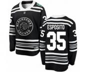 Youth Chicago Blackhawks #35 Tony Esposito Black 2019 Winter Classic Fanatics Branded Breakaway NHL Jersey