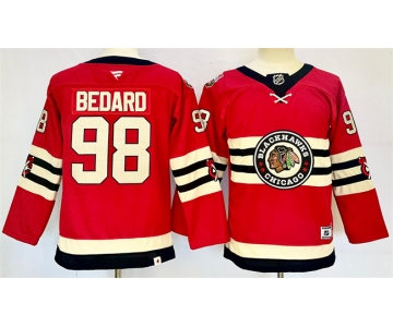 Youth Chicago Blackhawks #98 Connor Bedard Red 2024 Winter Classic Stitched Hockey Jersey