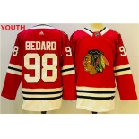 Youth Chicago Blackhawks #98 Connor Bedard Red Black Stitched Jersey Youth Chicago Blackhawks #98 Connor Bedard Red Black Stitched Jersey