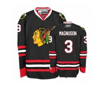 Youth Reebok Chicago Blackhawks #3 Keith Magnuson Authentic Black Third NHL Jersey