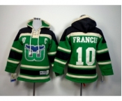 Youth nhl hartford whalers #10 francis black-green[pullover hooded sweatshirt][patch C]