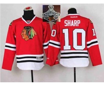 youth nhl jerseys chicago blackhawks #10 sharp red[2015 Stanley cup champions]