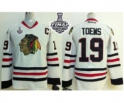 youth nhl jerseys chicago blackhawks #19 toews white[2015 stanley cup][patch C]