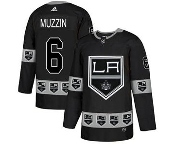 Kings #6 Jake Muzzin Black Team Logo Fashion Stitched Hockey Jersey