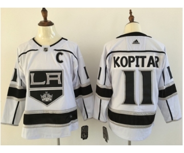 Men Adidas Los Angeles Kings #11 Anze Kopitar White Road Authentic Stitched NHL Jersey